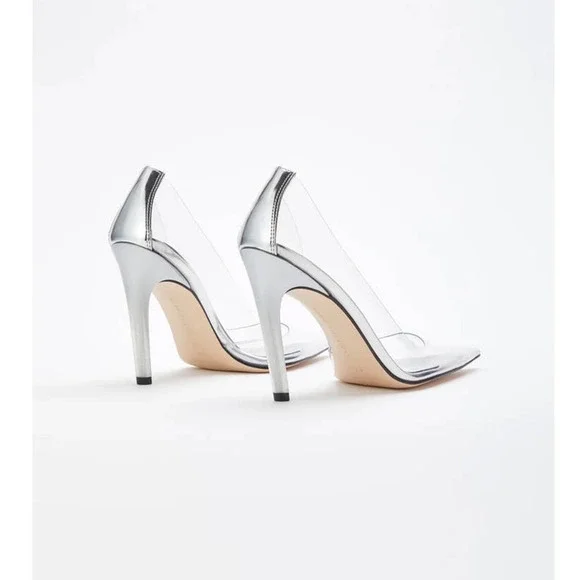 Good American Cinder-Rella Pumps Size 8 Glass GA275PB-X - Picture 6 of 10